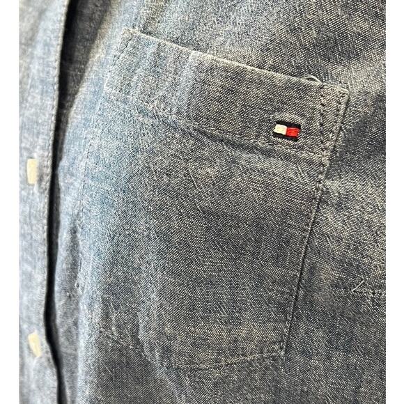 Tommy Hilfiger Sleeveless Chambray Collared Button Front Shirt Top Size S Preppy - Picture 4 of 13